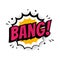 Bang sign. Wording comic speech bubble in pop art style on burst and haft tone background, cartoon background