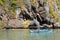 A bangka, the traditional boat, in Miniloc island. Bacuit archipelago. El Nido. Palawan. Philippines