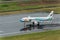 Bangkok airway landing at Phuket Airport in rainny day