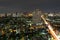 Bangkok city scrapers with high building at night time