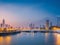 Bangkok Cityscape River View At Twilight Time