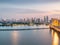 Bangkok Cityscape River View At Twilight Time