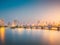 Bangkok Cityscape River View At Twilight Time