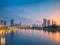 Bangkok Cityscape River View At Twilight Time