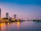 Bangkok Cityscape River View At Twilight Time