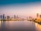 Bangkok Cityscape River View At Twilight Time