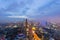 Bangkok glowing cityscape at dusk with scenic sky