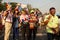 BANGKOK - JANUARY 9 2014: Protesters against the government rally together near Democracy Monument in Bangkok, Thailand