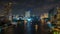 Bangkok night light traffic river construction roof top panorama 4k time lapse thailand