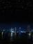 Bangkok night riverside with starry sky