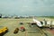 BANGKOK - OCT,8,2018 :The ` DONMUENG ` is Thai International Airport Where the planes of many Airlines being prepared for the fl