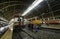 Bangkok Railway staff washing trains at Hua Lamphong Railway Station, Bangkok, Thailand