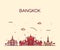 Bangkok skyline trendy vector illustration linear