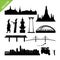 Bangkok symbol and landmark silhouettes vector