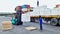 Bangkok, Thailand-16 September 2017: Workers unload jumbo bags from trailer to wooden pellet at LCB container yard