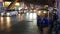 BANGKOK, THAILAND - 18 DECEMBER, 2018: Traditional Thai taxi - Tuk Tuk awaits tourists along the road. Night traffic of