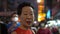 Bangkok Thailand 19 Jan 2021 Asian senior walking in China town at night crowd moving wearing mask