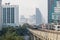 BANGKOK, THAILAND - 20 DECEMBER  2019 : City view of Bangkok Thailand in morning with air pollution haze and fog from dust