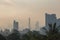 BANGKOK, THAILAND - 20 DECEMBER  2019 : City view of Bangkok Thailand in morning with air pollution haze and fog from dust