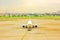 BANGKOK,THAILAND-5 SEPTEMBER;2019;ground crew on pushback take airplane to runway or taxiway at DON MUANG INTERNATIONAL AIRPORT