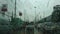 BANGKOK, THAILAND - APRIL 28, 2018 : In the rainy day and there was traffic jam. The rain fell on the windscreen or wind shield so