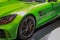 Bangkok, Thailand-August 18, 2019:Close up max The lemon green Mercedes-AMG Sportcar in  Big Motor Sale 2019, Bitec, Bangna,