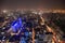 Bangkok, Thailand- December 31, 2018 ; Bangkok night skyscraper from rooftop of The Kingpower Mahanakorn Tower under dust