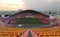 Bangkok , Thailand - December 8 ,2016 : Panoramic view of Rajamangala national football stadium before final match to night