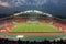 Bangkok , Thailand - December 8 ,2016 : Panoramic view of Rajamangala stadium with crowd of people before match to night against c