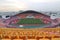 Bangkok , Thailand - December 8 ,2016 : Wide angle shot of Rajamangala home national stadium of Thailand. View from seats fan