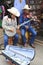 BANGKOK THAILAND - FEB22 :western musician playing banjo guitar