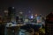 BANGKOK, THAILAND - FEBRUARY 09, 2018: Beautiful panorama view of nightlife of Bangkok city and buildings