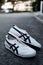Bangkok, Thailand - February 16, 2023 : New white shoe from Onitsuka Tiger model MEXICO 66 SD. Casual sneakers