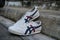 Bangkok, Thailand - February 16, 2023 : New white shoe from Onitsuka Tiger model MEXICO 66 SD. Casual sneakers