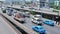 Bangkok, Thailand - February 20, 2020 : Traffic jams with stream of cars lane transport in Bangkok