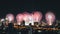 Bangkok, Thailand - Jan 1, 2019: Beautiful fireworks on Happy New Year 2019 celebration event by Chaophraya river in Bangkok city