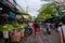 Bangkok, Thailand - January 25, 2016: Different stalls of watermelons and fruits in a traditional market in Bangkok