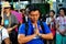 Bangkok, Thailand: Man Praying at Erawan Shrine