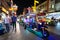 Bangkok, Thailand - March 2019: tuk-tuk taxi driver at China town night market