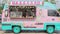Bangkok, Thailand -  March 24, 2018 : beautiful vintage sweet pastel color food truck selling homemade yogurt and ice cream