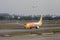 BANGKOK, THAILAND - MARCH 7, 2017: Boeing 737-88L WL company Nok Air scrolls across the Runway. Nok Air Plane landed at Don Muea
