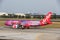 BANGKOK, THAILAND - MARCH 7, 2017: Detailed view of the dashboard and center console of the largest passenger aircraft Airbus A380