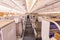 BANGKOK, THAILAND - MARCH 7, 2017: Interior first class of Airbus A380 largest passenger airliner in the world in Bangkok.