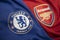 BANGKOK, THAILAND - MAY 11: The Logo of  Chelsea and  Arsenal on Football Jerseys on May 11,2019. They will Face Each other on