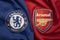 BANGKOK, THAILAND - MAY 11: The Logo of  Chelsea and  Arsenal on Football Jerseys on May 11,2019. They will Face Each other on