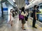 BANGKOK/THAILAND-May 27, 2020:  MRT subway train in Bangkok rolling out social distancing Infection control measures,significant r
