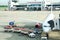 Bangkok, Thailand - May 8, 2017 : aircraft of Thai Lion Air parked at the airport and worker loads baggage into an airplane