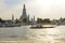 Bangkok, Thailand - November 12, 2018 : Wat Arun or the temple of dawn behind long tails boat