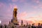 BANGKOK, THAILAND-October 14, 2022: A statue of His Majesty King Bhumibol Adulyadej The Great at Chalerm Prakiat Park in Dusit