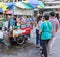 BANGKOK, THAILAND - OCTOBER 2, 2016:coffee cart stall on street at sampeng market